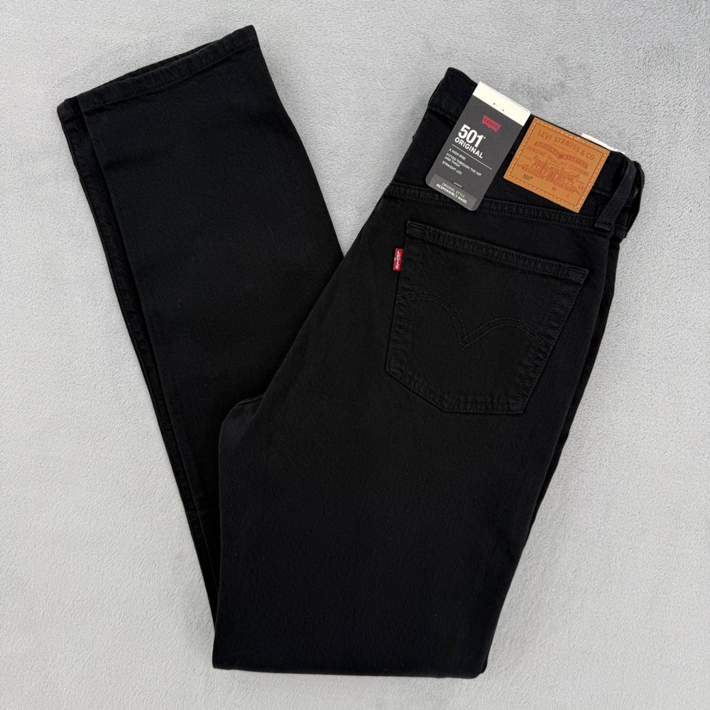 Levis Premium 501 Original Fit Black Jeans Mens Button Fly Size W 28 L 32